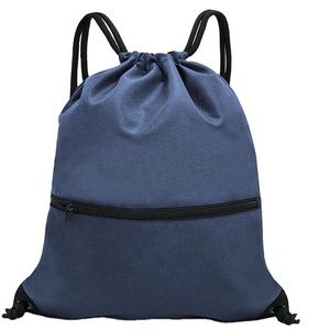 Free Sample Packaging Polyester Sports <b>Backpack</b> Drawstring Bag with Pouch - Product Image 1