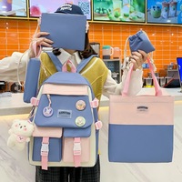Nueva Mochila Escolar de Moda para Estudiantes, Juego de 5 Piezas, Linda Mochila Universitaria para Chicas