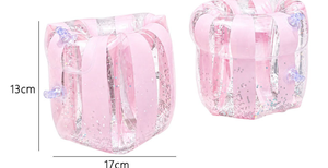 Bouées de bras gonflables en PVC transparent à <span class=keywords><strong>paillettes</strong></span> avec ruban rose, aides à la flottabilité aquatique, emballage OPP - Product Image 4
