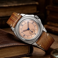 Montre mécanique pour homme, mouvement automatique Seagull de luxe 41 mm, petite aiguille à 6 heures, verre minéral, logo personnalisé, bracelet en cuir, montre pilote