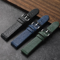 Bracelet de montre en cuir de raie véritable fait main, grain de perle exotique, bracelet de montre en peau de diable pour homme, bracelet de remplacement de luxe