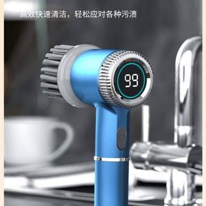 Brosse de nettoyage multifonctionnelle sans fil pour la cuisine, rechargeable par USB, haut de gamme, 5 têtes remplaçables, plastique et acier - Product Image 5