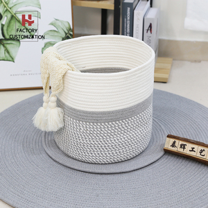 Hot selling home storage & organization cotton rope basket laundry basket toy storage rope basket clothing organize with handles