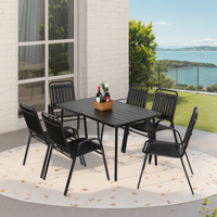 Chaise de jardin moderne légère en résine, empilable, pour extérieur, avec design à lattes, impression UV, résistante aux intempéries, pour hôtel, parc, patio