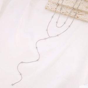 Collana Trendy a Doppio Strato con Ciondolo a Forma di Y, Placcata in Oro 18K, in Acciaio Inossidabile, Regalo per <span class=keywords><strong>Donna</strong></span> - Product Image 2