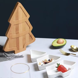 Piatto per Snack a Forma di Albero di Natale in Legno di Bambù, Grazioso Piatto Ecologico per Servire Frutta, Dessert, Insalata e Colazione - Product Image 1