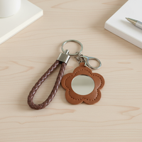 Porte-clés miroir miniature en cuir PU créatif pour le maquillage en déplacement, miroir de poche mignon, accessoire de sac à suspendre