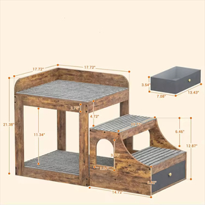 <span class=keywords><strong>Escalier</strong></span> en bois massif <span class=keywords><strong>pour</strong></span> <span class=keywords><strong>animaux</strong></span> de compagnie Trois niveaux avec tiroirs <span class=keywords><strong>Escalier</strong></span> <span class=keywords><strong>pour</strong></span> chats Boîte à litière <span class=keywords><strong>pour</strong></span> chats en peluche - Product Image 3