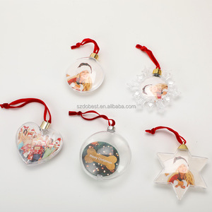 Custom Clear Plastic Snowflake Star Photo <strong>Frame</strong> Christmas Ornaments, Insertable Picture <strong>Xmas</strong> <strong>Tree</strong> Hanging Baubles - Product Image 2