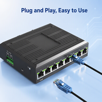 Switch Ethernet industriel non géré 8 ports Gigabit sur rail DIN RJ45 10/100/1000M pour réseaux de sécurité