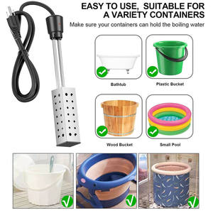 Chauffe-eau électrique rectangulaire 1500W avec minuterie pour baignoire et seau - Product Image 3