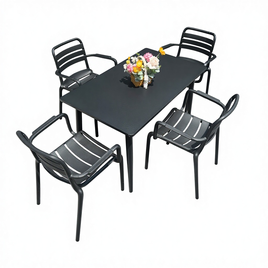 120cm long table + 4 armchairs