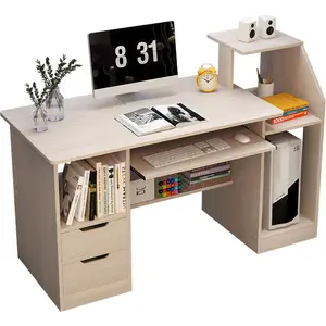 Industrial Wooden Desk with Shelves Corner desktop table computer desk or Office Writing Study Work workstation table Desk