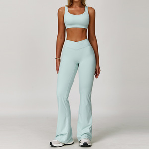 <span class=keywords><strong>HM</strong></span> 2025 Ensemble de yoga 5 pièces grande taille, uni, dos nu, en tricot sans couture Spandex/Nylon, taille haute, séchage rapide, respirant, manches longues - Product Image 2