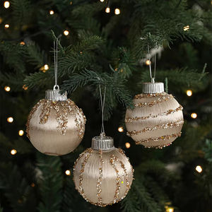 Set di decorazioni per albero di natale in seta decorazioni per albero di Natale di lusso in raso di Champagne decorazioni infrangibili - Product Image 3