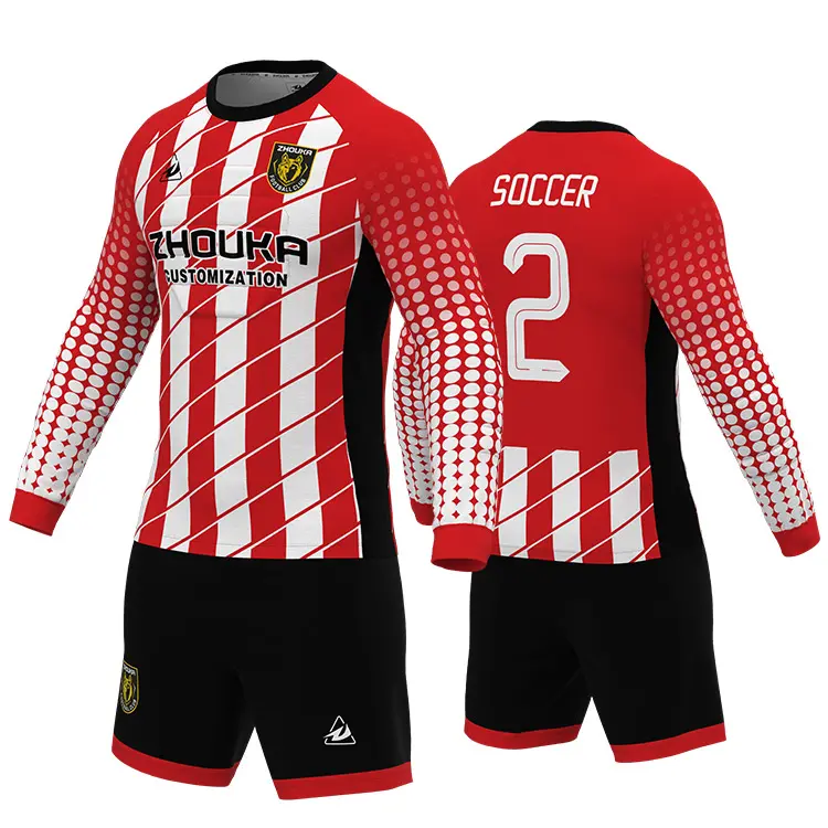 Diseño personalizado sublimación fútbol Jersey 2023 nuevo modelo 100% poliéster manga larga fútbol portero Jersey