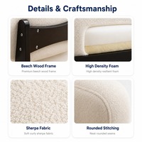 Fauteuil simple en sherpa, structure en bois d'hévéa, style moderne crème, pour salon et balcon, vente en gros, livraison directe