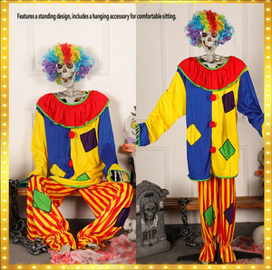 Disfraz de Esqueleto Payaso del Día de Muertos Mexicano, para Halloween, Casa Embrujada, Escape Room, Bar de Terror, Juego de Misterio de Asesinato - Product Image 3