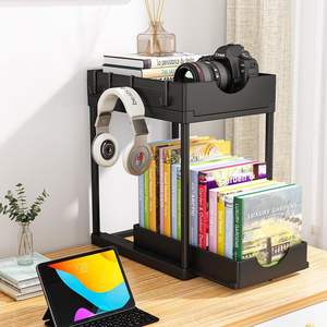 Organiseurs coulissants à 2 niveaux sous l'évier, organisateur de rangement en plastique pour la maison, organisateur coulissant sous l'armoire avec crochets - Product Image 5