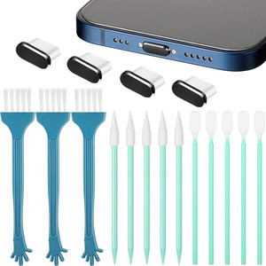 Bouchons anti-poussière pour ports iPhone 15, 16, 17 – Kit de nettoyage de téléphone en métal avec brosses et cotons-tiges - Product Image 1