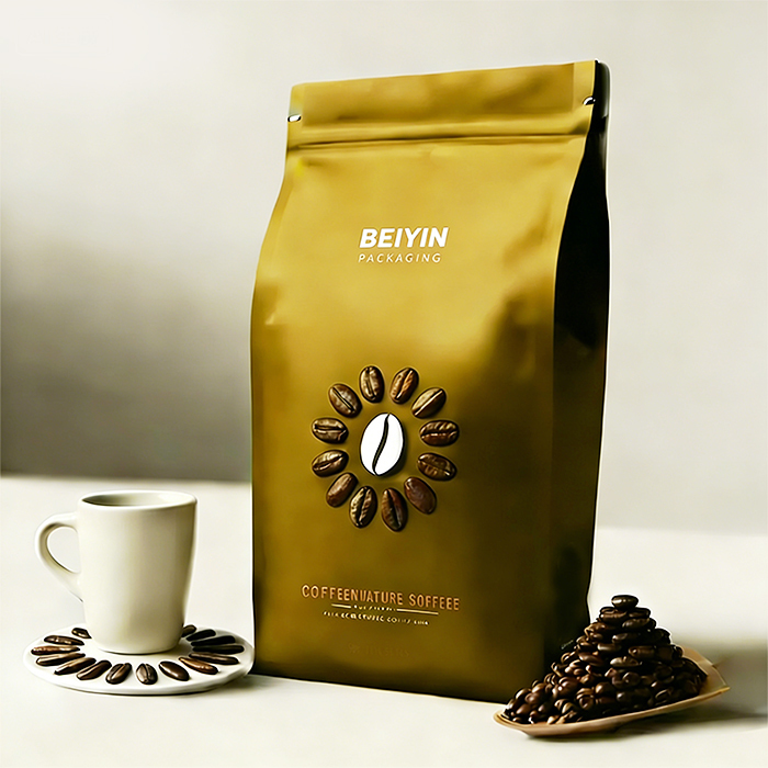 1kg Flat Bottom Pocket Zipper Coffee