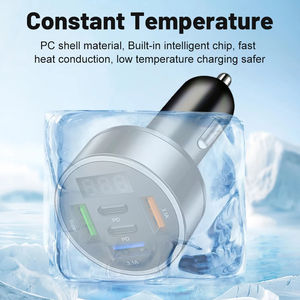 5 In 1 Supersnelle Usb Auto Telefoon Oplader Adapter Met Dual Pd <span class=keywords><strong>3</strong></span>.0 Poort Voltage Display Compatibel Voor Iphone Voor Samsung Voor Huaw - Product Image 5