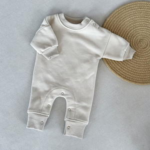 Combinaison pour bébé, bébé, enfant en bas âge, à manches longues, à boutons-pression, unisexe, nouveau-né, vêtements pour enfants, OEM ODM, motif uni, hiver - Product Image 1