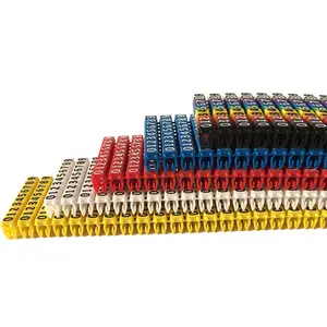 Etiquetas de cabo elétrica de plástico colorido, etiquetas de fio, etiquetas, marcador de cabo lan, manga de clipe, tubo de placa de cabo de rede