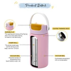 Ensemble <span class=keywords><strong>de</strong></span> bouteilles d'eau Everich en Tritan et acier inoxydable avec couvercle à paille rabattable et poignée confortable pour tous les âges - Product Image 2