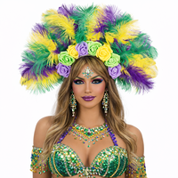 Serre-tête en plumes d'autruche arc-en-ciel de luxe, coloré, pour festivals, carnavals, fêtes et scènes, accessoires de déguisement en gros