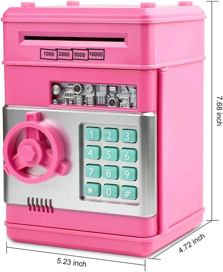 Mainan multifungsi hadiah anak-anak (merah muda) uang tunai multiwarna kotak koin untuk grosir