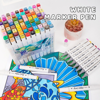 Marqueurs d'art carrés blancs à double pointe 12-80 couleurs Peinture professionnelle Encre à base d'alcool avec coffret cadeau PP