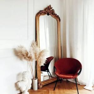 Espejo Decorativo Retro Personalizado, Grande, de Cuerpo Entero, con Marco de Cuero PU Tallado Estilo Barroco, Elegante Estilo Retro para Sala de Estar - Product Image 2