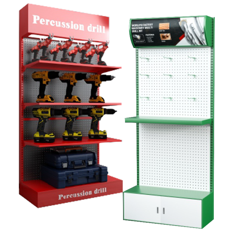 Apache Customized Metal Orifice Plate Decorative Electrical Tool Display Rack for Stores for Supermarket Shelves — view 1