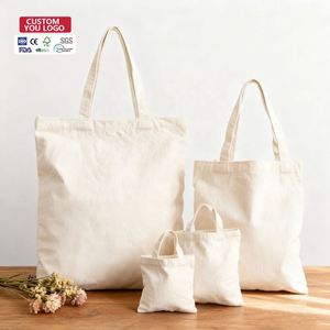 Custom Print Reusable Blank Cotton Canvas Tote Shopping <b>Bags</b> with Pocket Letter Pattern Durable & Eco-friendly Zipper Closure - Product Image 1