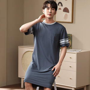 <span class=keywords><strong>Pigiama</strong></span> Estivo da <span class=keywords><strong>Uomo</strong></span> in Modal e Cotone a Righe, Traspirante e Fresco, <span class=keywords><strong>Taglie</strong></span> Fino a XXXXL, Abbigliamento da Casa - Product Image 2