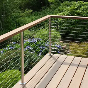 Easy To Install Outdoor Stainless Steel Stair Balcon Baluster Cable Railing Side Face Mounted Wall Black Railing Cable