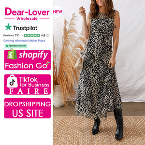 Dear-Lover Abito Lungo Senza Maniche Nero Stampato per Donna, Produzione all'Ingrosso di Abbigliamento Boutique - Product Image 1