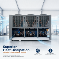 Système de refroidissement centralisé industriel professionnel à économie d'énergie, réfrigération de précision, refroidisseur à vis à air de 280 kW, chauffage
