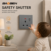 BAOBEN - Enchufe de Pared para PC, Color Gris, Enchufe Schuko Europeo y Enchufe Universal Multifunción con Puerto USB Tipo C para el Hogar y Hoteles