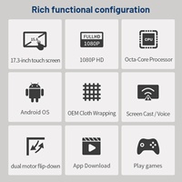 Écran tactile capacitif LCD HD 17,3 pouces pour divertissement sur siège arrière de voiture avec WiFi intégré, USB, Android Auto et télécommande