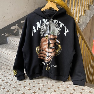 Felpe Oversize Casual con Zip e Logo Personalizzato, Stampa DTG, <span class=keywords><strong>Abbigliamento</strong></span> Streetwear <span class=keywords><strong>Hip</strong></span> <span class=keywords><strong>Hop</strong></span> <span class=keywords><strong>per</strong></span> Uomo - Product Image 2