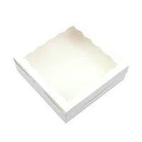 Boîte à biscuits de pâtisserie de haute qualité, boîte à dessert alimentaire avec couvercle rabattable, en carton ivoire, finition mate, boîte carrée pour biscuits avec fenêtre