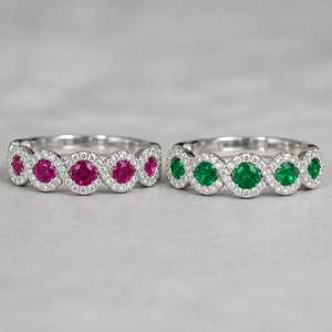 Anello con Design a Linea di Rubini Color Smeraldo, Stile Elegante per Donne - Product Image 4