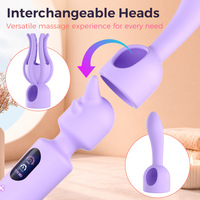 Ensemble de vibrateurs Rhino AV avec têtes interchangeables en silicone, 10 vitesses, fréquence variable, écran d'affichage, charge USB-C, 85 dB silencieux pour