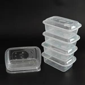 Tigelas de plástico reutilizáveis para preparação de refeições, tigelas retangulares transparentes de plástico pp para salada vegana, 16 onças, 24 onças, 32 onças, 48 onças e 51 onças, utensílios frescos