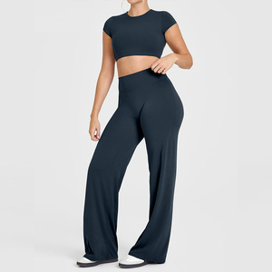 Pantalones acampanados holgados de cintura alta para mujer, cómodos, transpirables, para el hogar, Fitness, Yoga, mallas, informales, de Color sólido, a la moda - Product Image 2