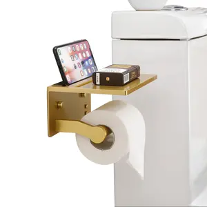 Aluminum Self Adhesive Toilet Paper Holder With Phone Shelf Toilet Paper Holder Toilet Roll Holder