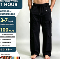 Pantalon cargo ample et épais pour homme, style streetwear, avec multiples poches, appliques et patchs, coupe droite, idéal pour le travail
