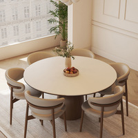 Italienischer Luxus Vintage runder Esstisch Set High-End Massivholz mit Stühlen für Home Villas Hotels
